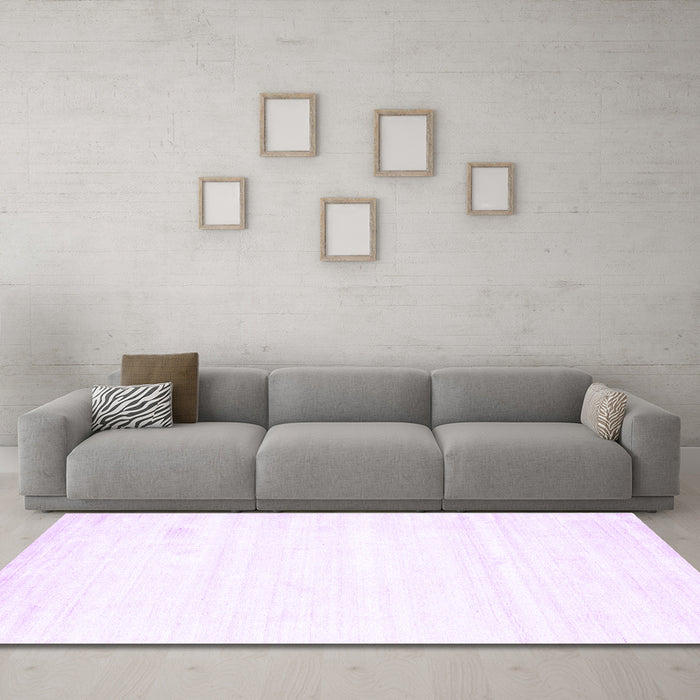 Machine Washable Solid Purple Modern Area Rugs in a Living Room, wshcon1417pur