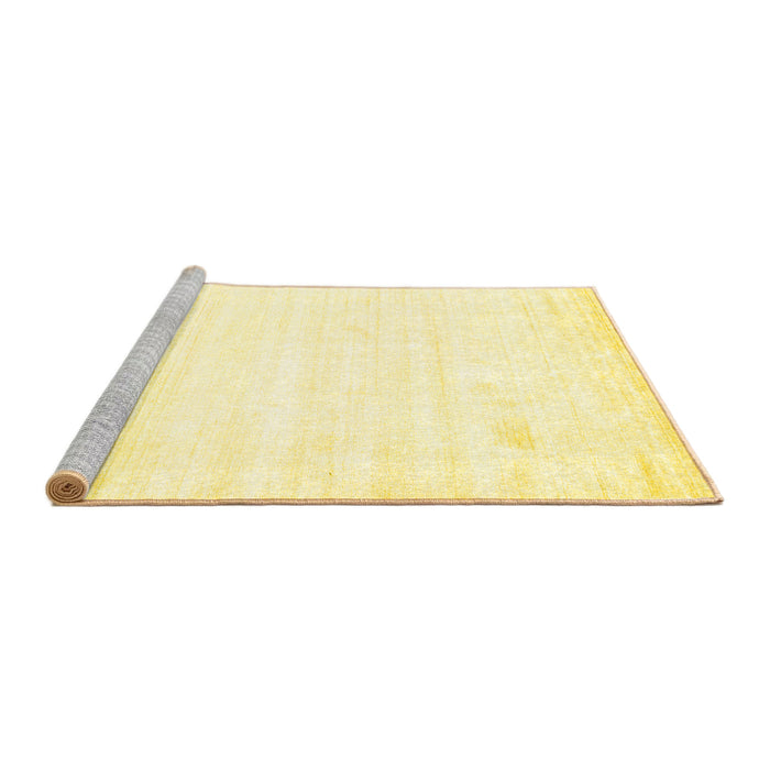 Sideview of Machine Washable Solid Yellow Modern Rug, wshcon1417yw