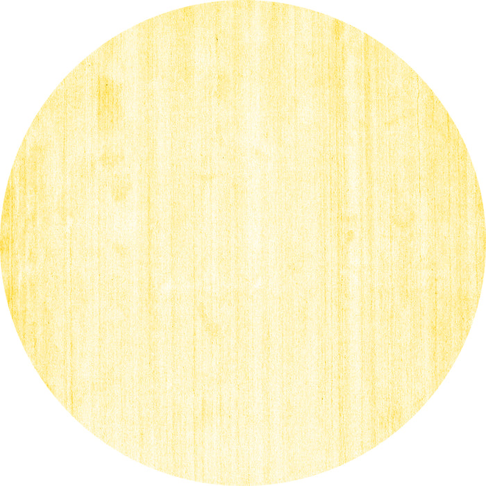 Round Machine Washable Solid Yellow Modern Rug, wshcon1417yw
