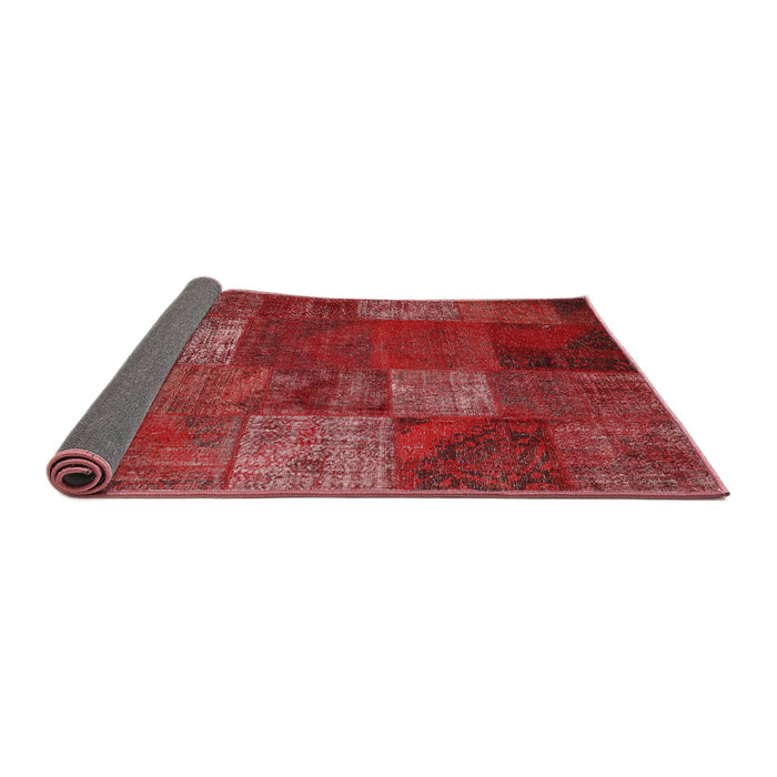 Thickness of Contemporary Red Patchwork Rug, con1418