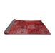 Thickness of Contemporary Red Patchwork Rug, con1418