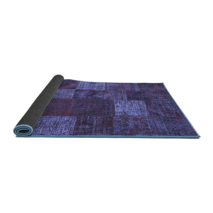 Sideview of Patchwork Blue Transitional Rug, con1418blu