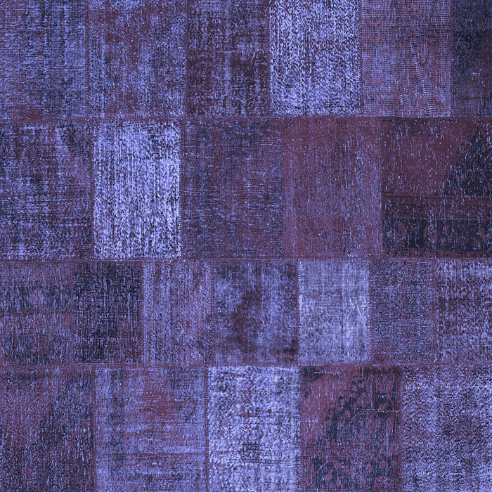 Square Machine Washable Patchwork Blue Transitional Rug, wshcon1418blu