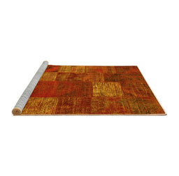 Sideview of Machine Washable Patchwork Yellow Transitional Rug, wshcon1418yw