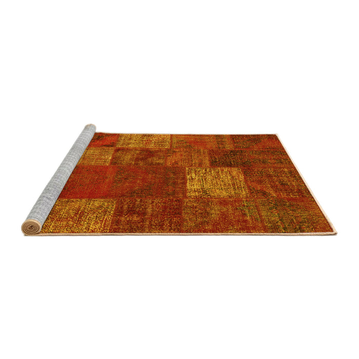 Sideview of Machine Washable Patchwork Yellow Transitional Rug, wshcon1418yw