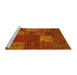 Sideview of Machine Washable Patchwork Yellow Transitional Rug, wshcon1418yw