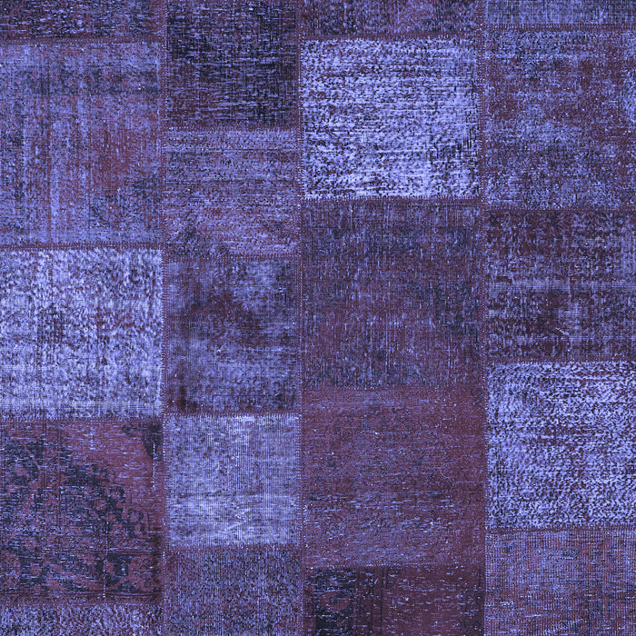 Machine Washable Patchwork Blue Transitional Rug, wshcon1418blu