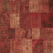 Square Machine Washable Patchwork Brown Transitional Rug, wshcon1418brn