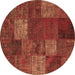 Round Patchwork Brown Transitional Rug, con1418brn