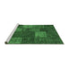 Sideview of Machine Washable Patchwork Emerald Green Transitional Area Rugs, wshcon1418emgrn