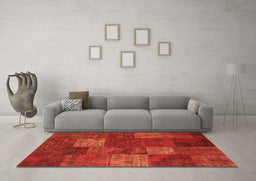 Machine Washable Patchwork Orange Transitional Area Rugs in a Living Room, wshcon1418org