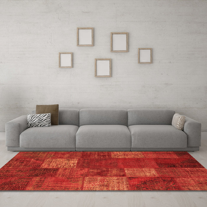 Machine Washable Patchwork Orange Transitional Area Rugs in a Living Room, wshcon1418org