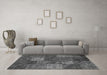 Machine Washable Patchwork Gray Transitional Rug in a Living Room,, wshcon1418gry