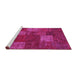 Sideview of Machine Washable Patchwork Pink Transitional Rug, wshcon1418pnk