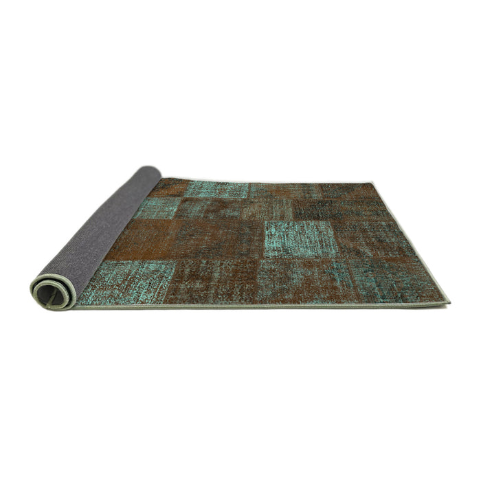 Sideview of Patchwork Turquoise Transitional Rug, con1418turq