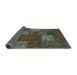 Sideview of Patchwork Turquoise Transitional Rug, con1418turq