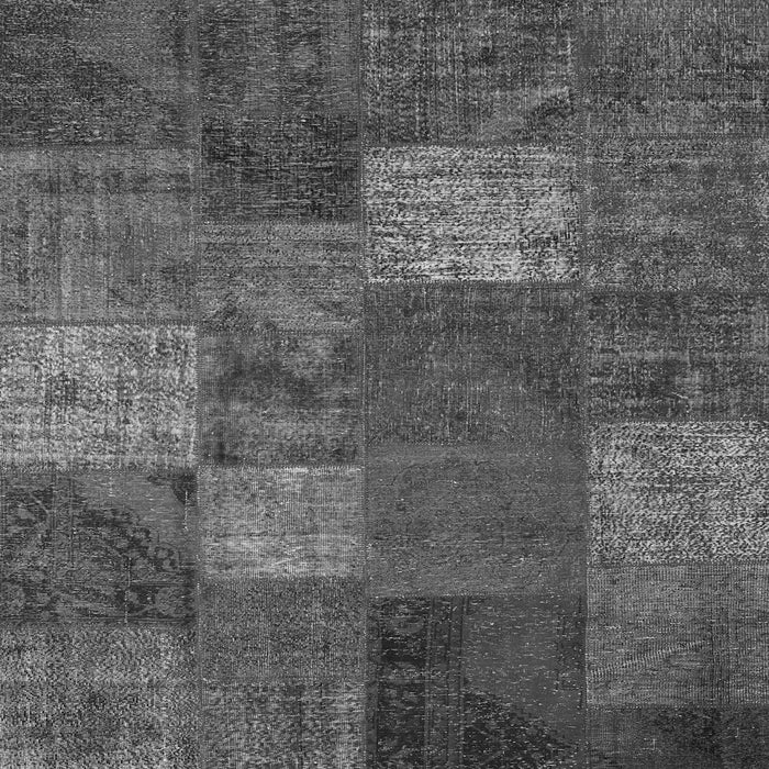 Round Machine Washable Patchwork Gray Transitional Rug, wshcon1418gry