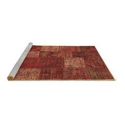 Sideview of Machine Washable Patchwork Brown Transitional Rug, wshcon1418brn