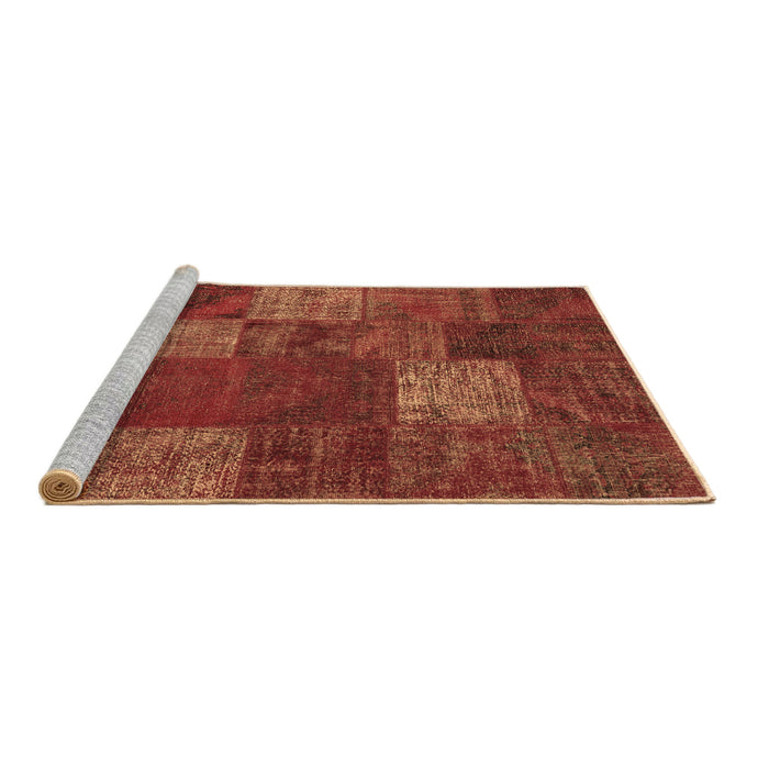 Sideview of Machine Washable Patchwork Brown Transitional Rug, wshcon1418brn