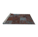 Sideview of Machine Washable Patchwork Light Blue Transitional Rug, wshcon1418lblu