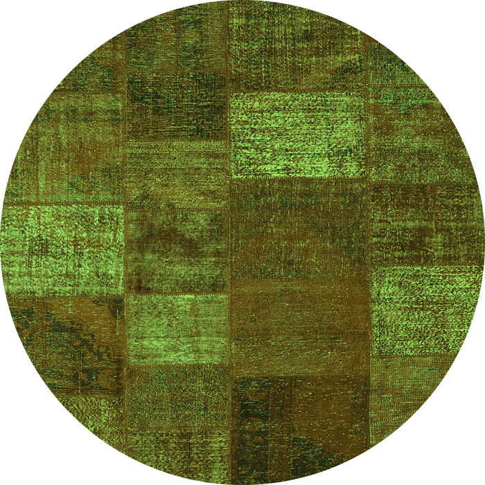 Square Patchwork Green Transitional Rug, con1418grn
