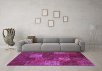 Machine Washable Patchwork Purple Transitional Rug, wshcon1418pur