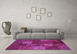 Machine Washable Patchwork Purple Transitional Area Rugs in a Living Room, wshcon1418pur
