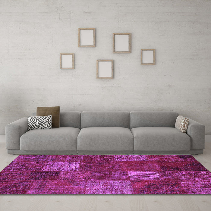 Machine Washable Patchwork Purple Transitional Area Rugs in a Living Room, wshcon1418pur