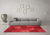 Machine Washable Patchwork Red Transitional Rug, wshcon1418red