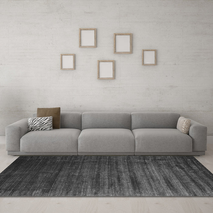 Machine Washable Abstract Gray Contemporary Rug in a Living Room,, wshcon1419gry