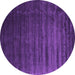 Round Machine Washable Abstract Purple Contemporary Area Rugs, wshcon1419pur