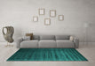 Machine Washable Abstract Turquoise Contemporary Area Rugs in a Living Room,, wshcon1419turq