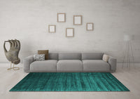 Machine Washable Abstract Turquoise Contemporary Rug, wshcon1419turq