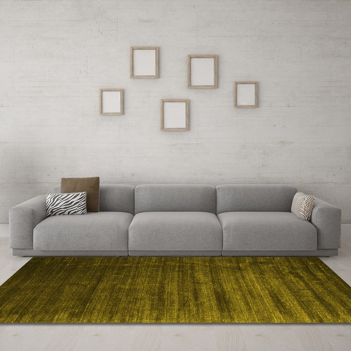 Machine Washable Abstract Yellow Contemporary Rug in a Living Room, wshcon1419yw