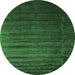 Round Abstract Emerald Green Contemporary Rug, con1419emgrn