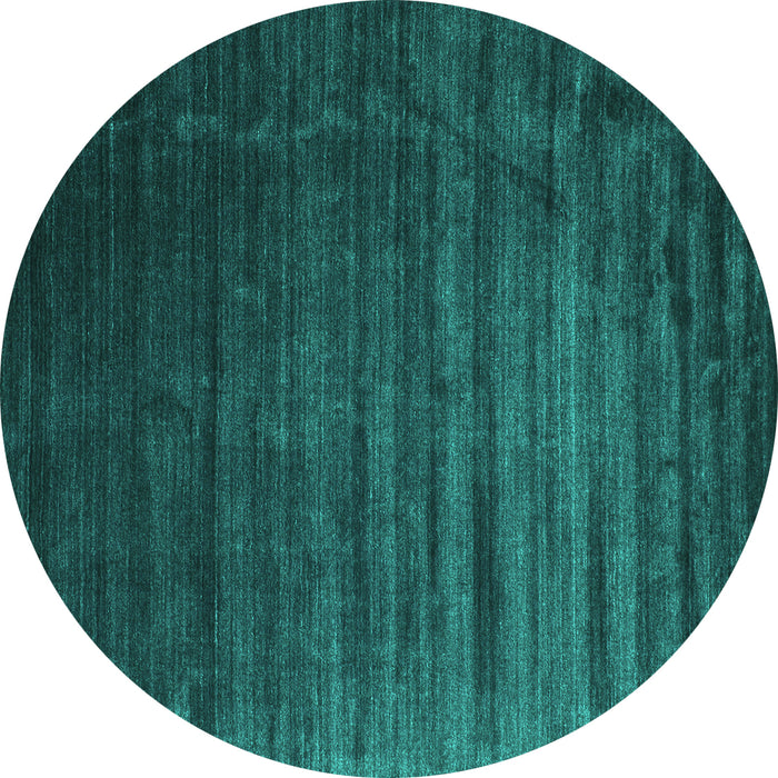 Round Abstract Turquoise Contemporary Rug, con1419turq