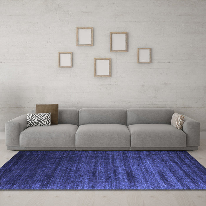 Machine Washable Abstract Blue Contemporary Rug in a Living Room, wshcon1419blu