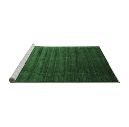 Sideview of Machine Washable Abstract Emerald Green Contemporary Area Rugs, wshcon1419emgrn