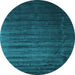 Round Abstract Light Blue Contemporary Rug, con1419lblu