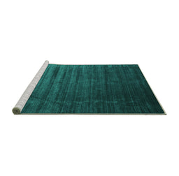 Sideview of Machine Washable Abstract Turquoise Contemporary Area Rugs, wshcon1419turq
