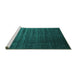 Sideview of Machine Washable Abstract Turquoise Contemporary Area Rugs, wshcon1419turq