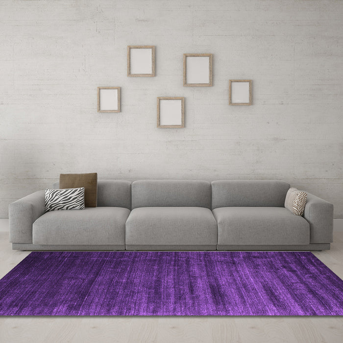 Machine Washable Abstract Purple Contemporary Area Rugs in a Living Room, wshcon1419pur