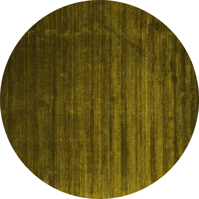 Round Machine Washable Abstract Yellow Contemporary Rug, wshcon1419yw