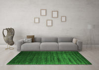 Machine Washable Abstract Green Contemporary Rug, wshcon1419grn