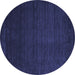 Round Abstract Blue Contemporary Rug, con141blu