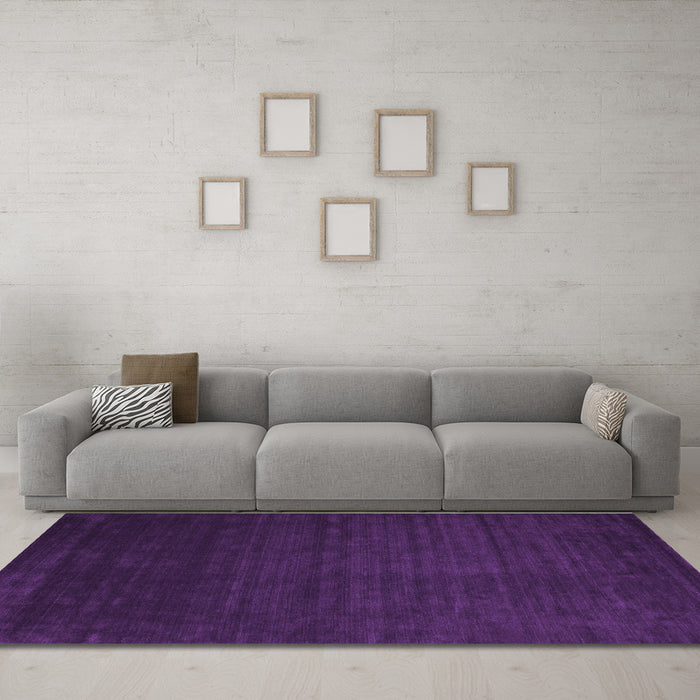 Machine Washable Abstract Purple Contemporary Area Rugs in a Living Room, wshcon141pur