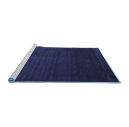 Sideview of Machine Washable Abstract Blue Contemporary Rug, wshcon141blu