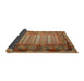 Thickness of Contemporary Mahogany Brown Patchwork Rug, con1420