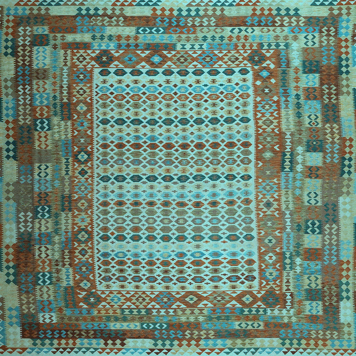 Square Machine Washable Patchwork Light Blue Transitional Rug, wshcon1420lblu