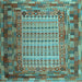 Square Machine Washable Patchwork Light Blue Transitional Rug, wshcon1420lblu